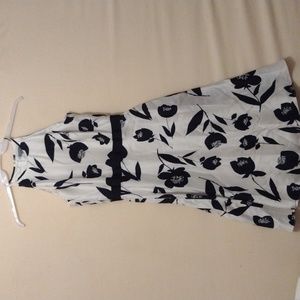 Ann Taylor black and white silk  dress